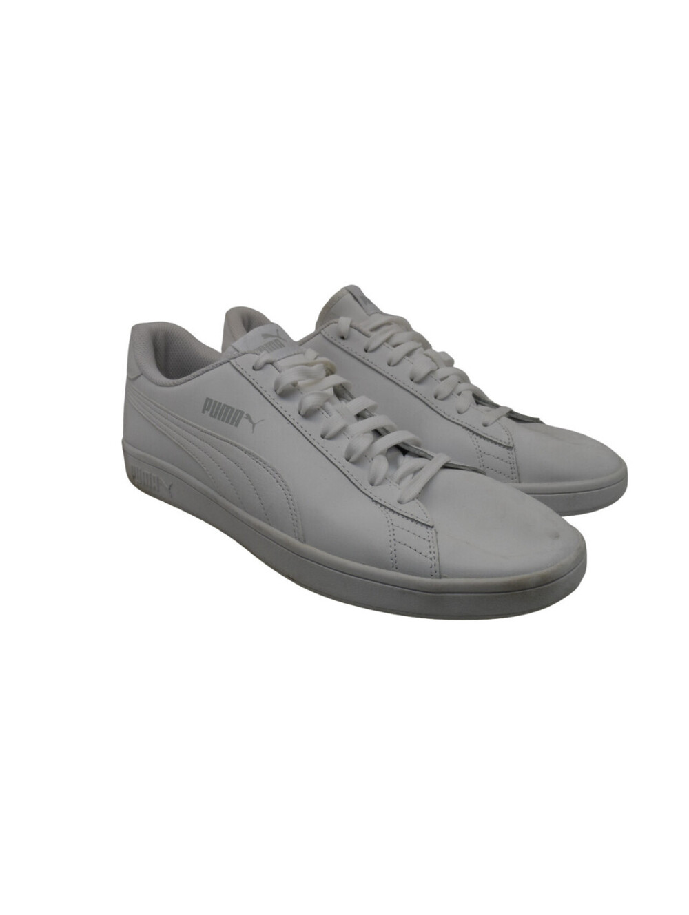 PUMA Men's Smash v2 Canvas Athletic Casual Sneakers Off White/White Size 13M